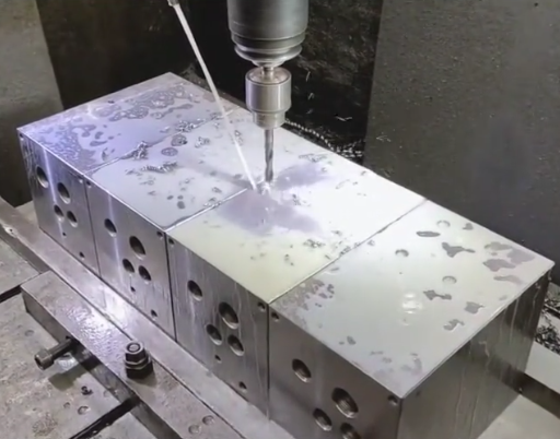 Custom Hydraulic Manifold Block Under CNC Machining