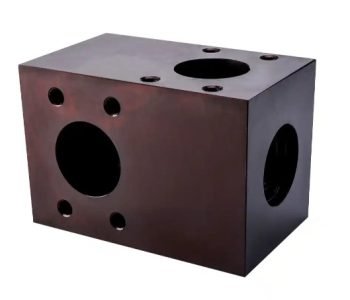 Precision CNC machined oil and gas manifold block for industrial fluid control systems